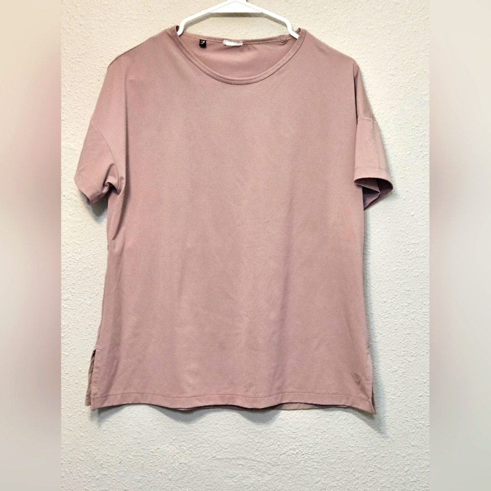 Gymshark Medium Blush Pink Mauve Cinch Back Mesh Short Sleeve Tee Shirt Top